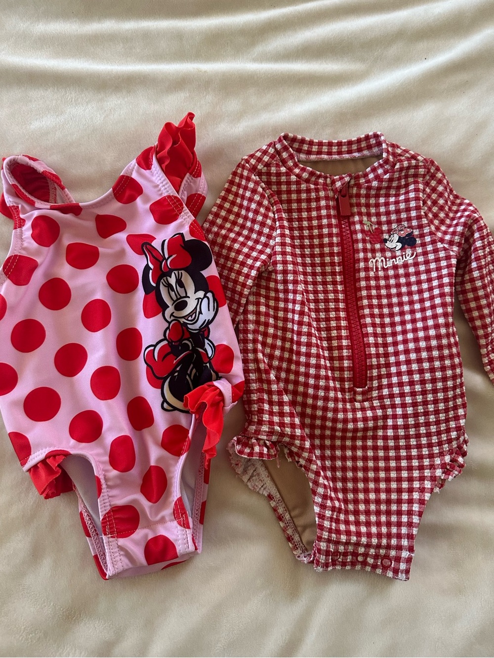 Disney Baby Minnie Swimsuit Bubdle 0-3 Months One Piece Rash Guard Gingham